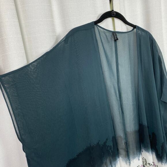 Lane Bryant Black&Purple Chiffon Floral Kimono Sz.OS - Picture 5 of 10